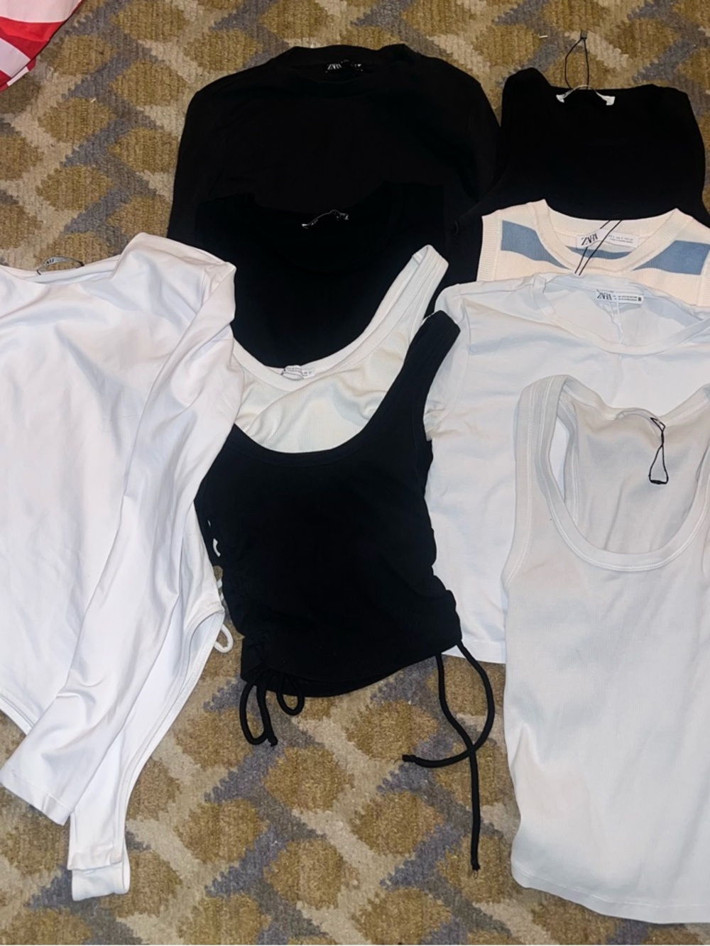 Zara Black & White Mixed Tank Tops 8 Pack